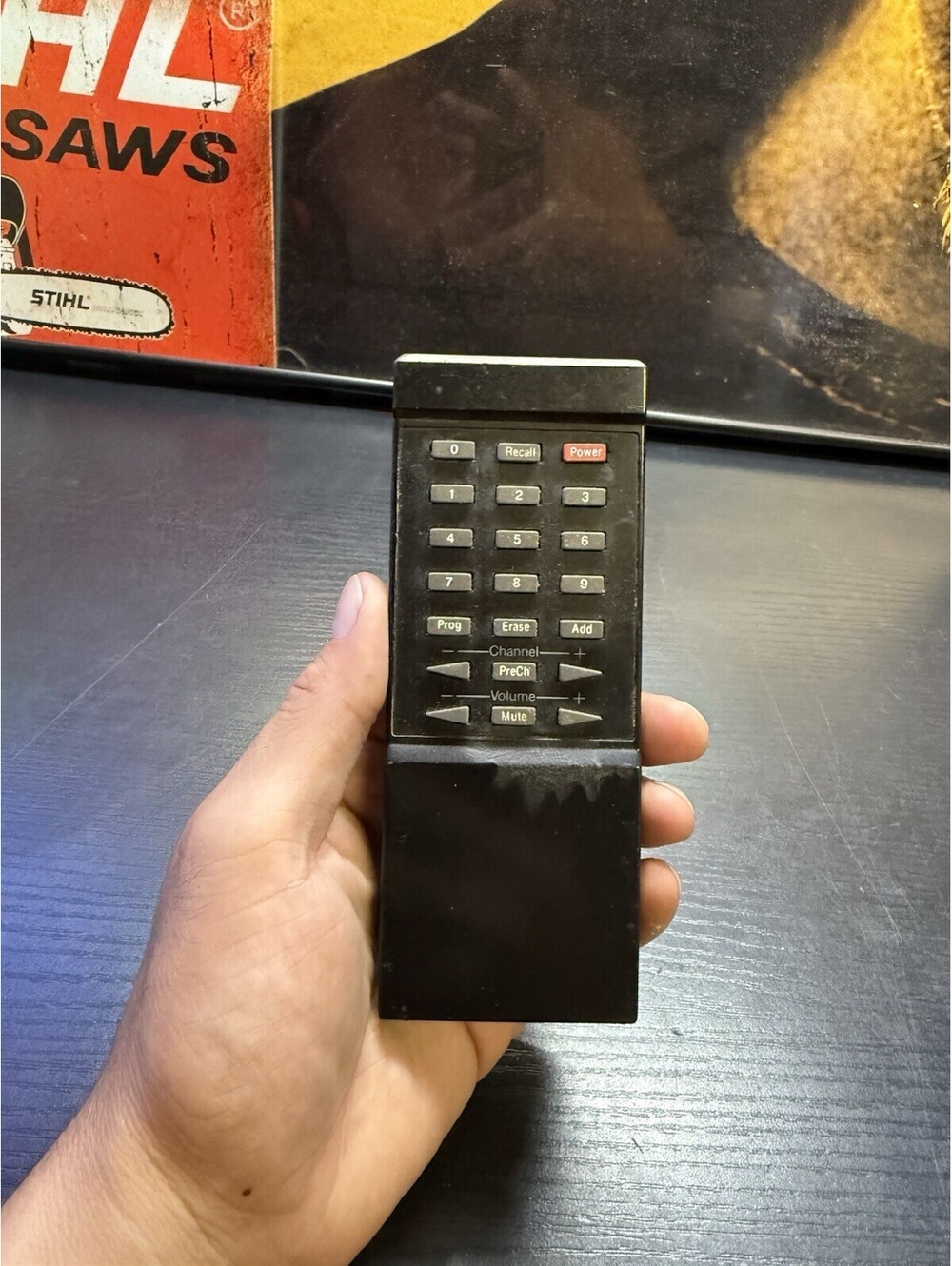 Vintage 1980s TV Remote Control Black Prog Erase Add Channel Retro OEM